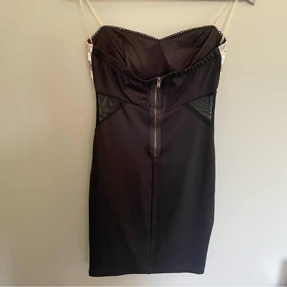 Strapless | Sequence | Mini Dress | Mesh Cut Out | Black | Sparkly | Party Dress - Picture 3 of 7